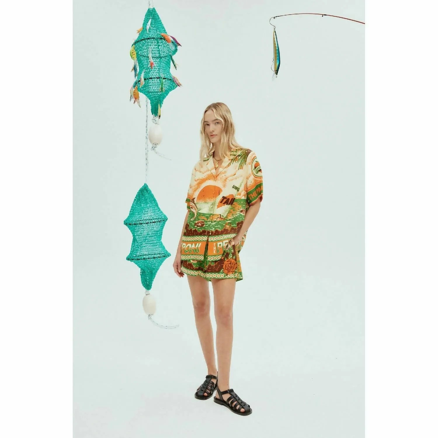 Alemais Bungalow Oversized Linen Shirt and Short Set Multi Print Size 16
