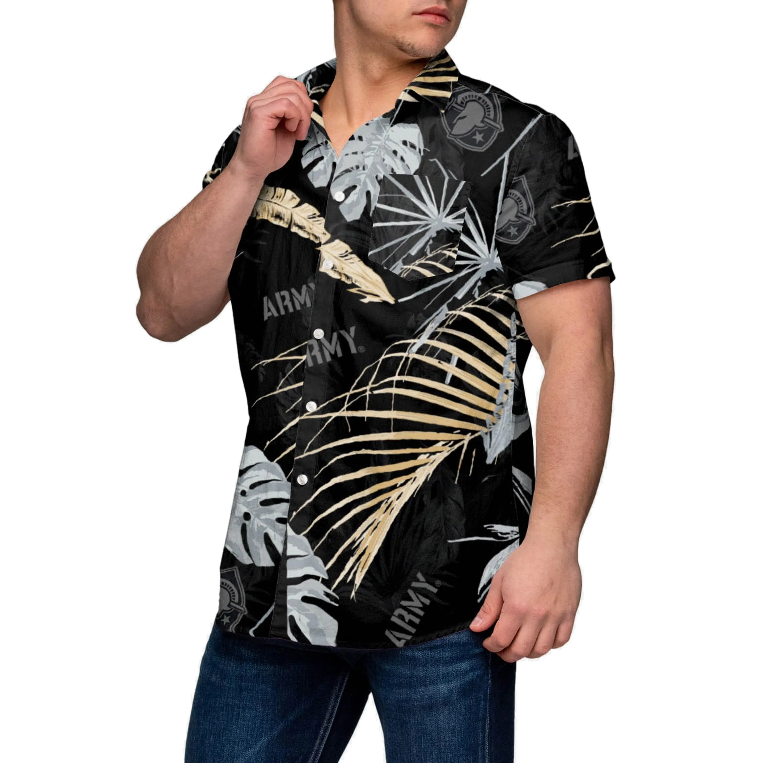 Army Black Knights NCAA Mens Neon Palm Button Up Shirt