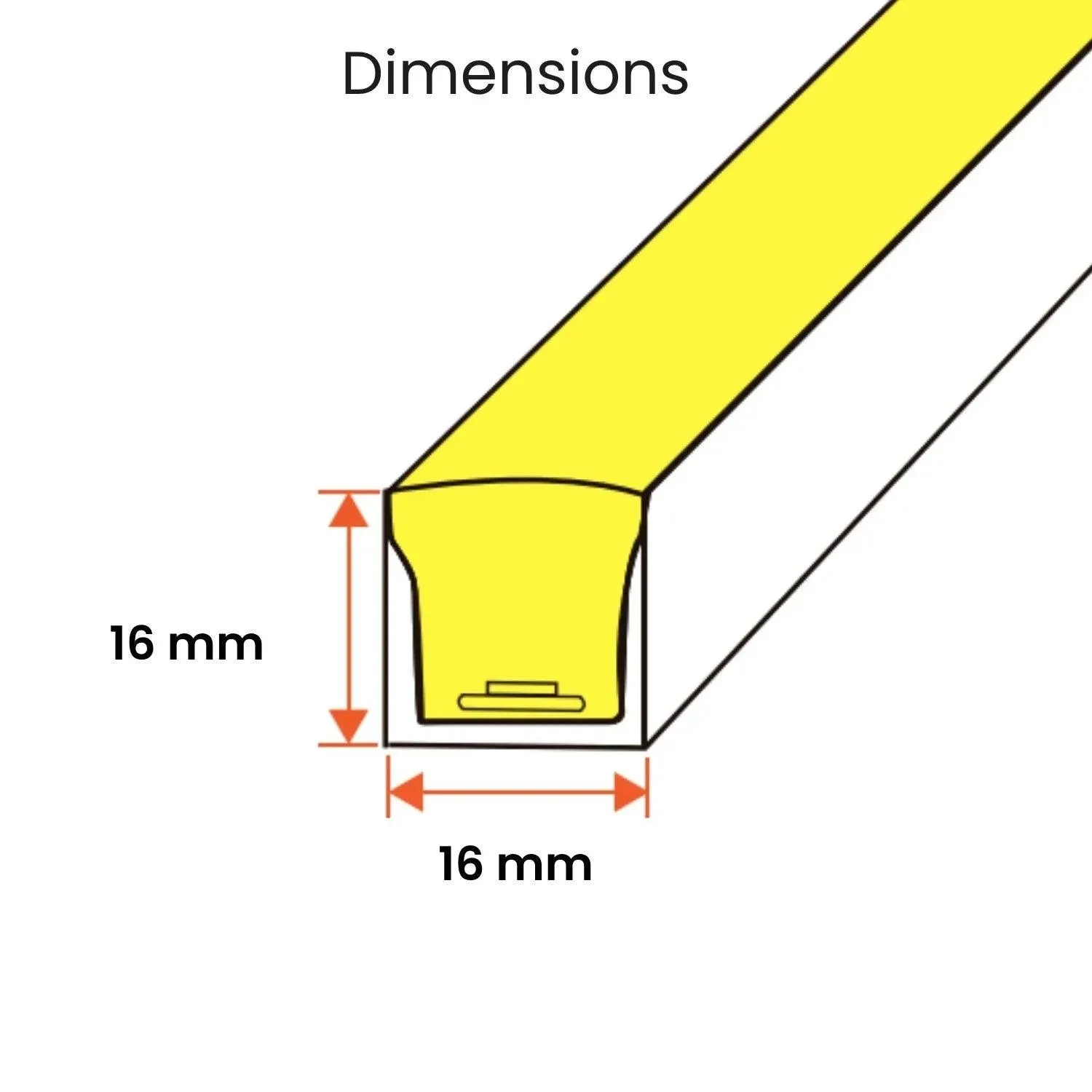 Cool White Neon Flex 6000K 16x16mm 220V 240V Top Bend IP65 10cm Cut with UK Plug