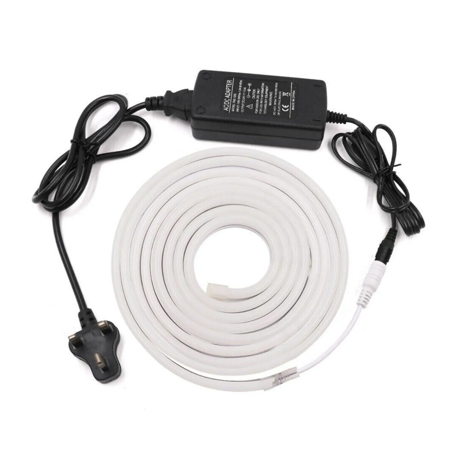 Cool White Neon Flex DC 12V IP65 Waterproof 8x16mm 120 LEDs/M Full Kit