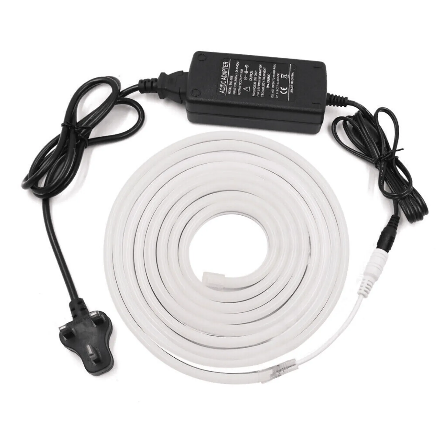 Cool White Neon Flex DC 12V IP65 Waterproof 8x16mm 120 LEDs/M Full Kit