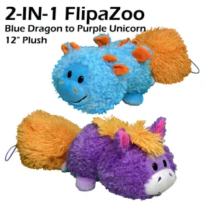 FlipaZoo Magic Tails 2-in-1 Plush - Blue Dragon to Purple Unicorn