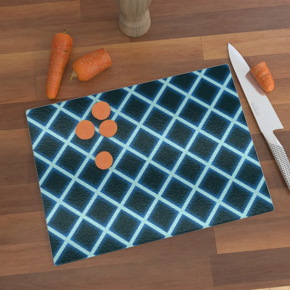 Glass Chopping Board - Neon Blue