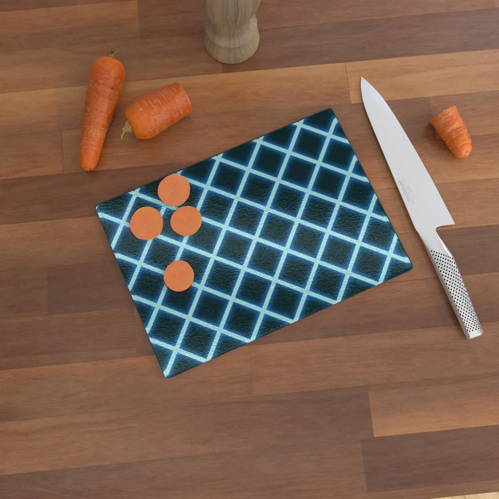 Glass Chopping Board - Neon Blue