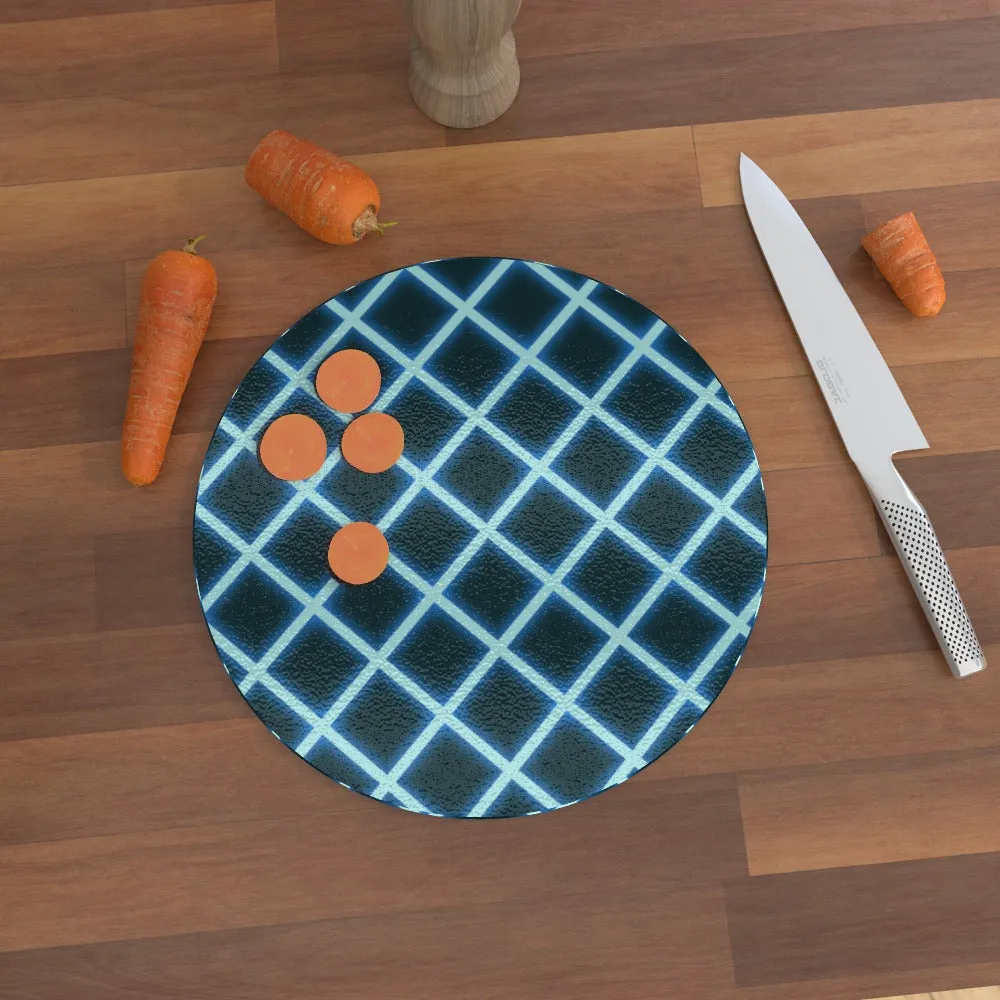 Glass Chopping Board - Neon Blue