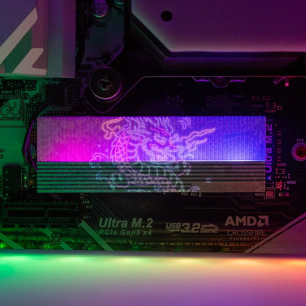 Neon Dragon M.2 Heatsink Cover with ARGB Lighting