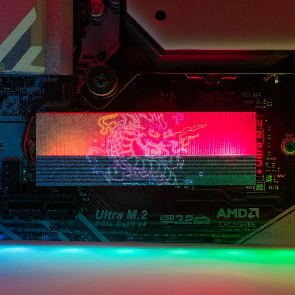 Neon Dragon M.2 Heatsink Cover with ARGB Lighting