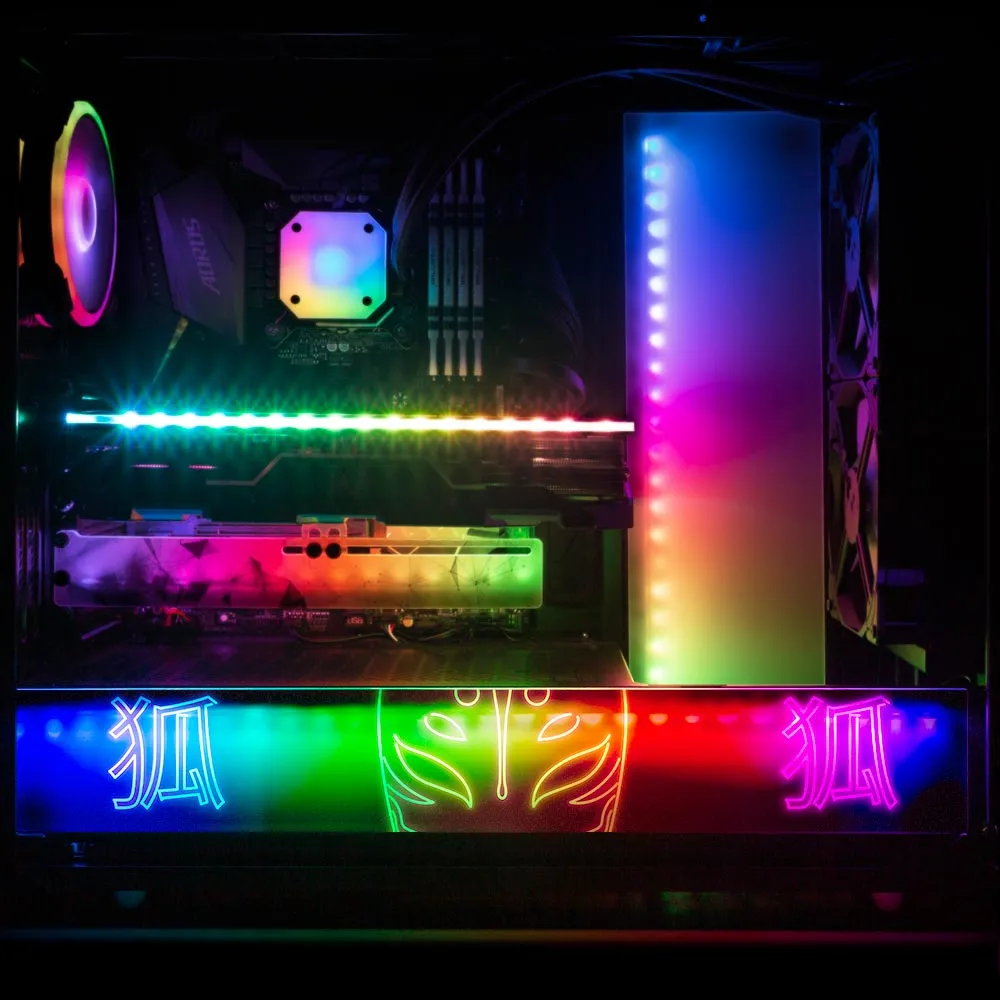 Neon Kitsune Mask RGB PSU Shroud Cover