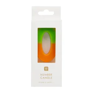 Orange Green Number 0 Birthday Candle S1055