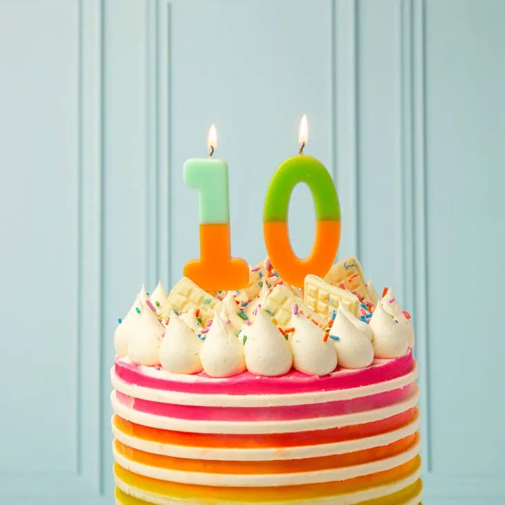 Orange Green Number 0 Birthday Candle S1055