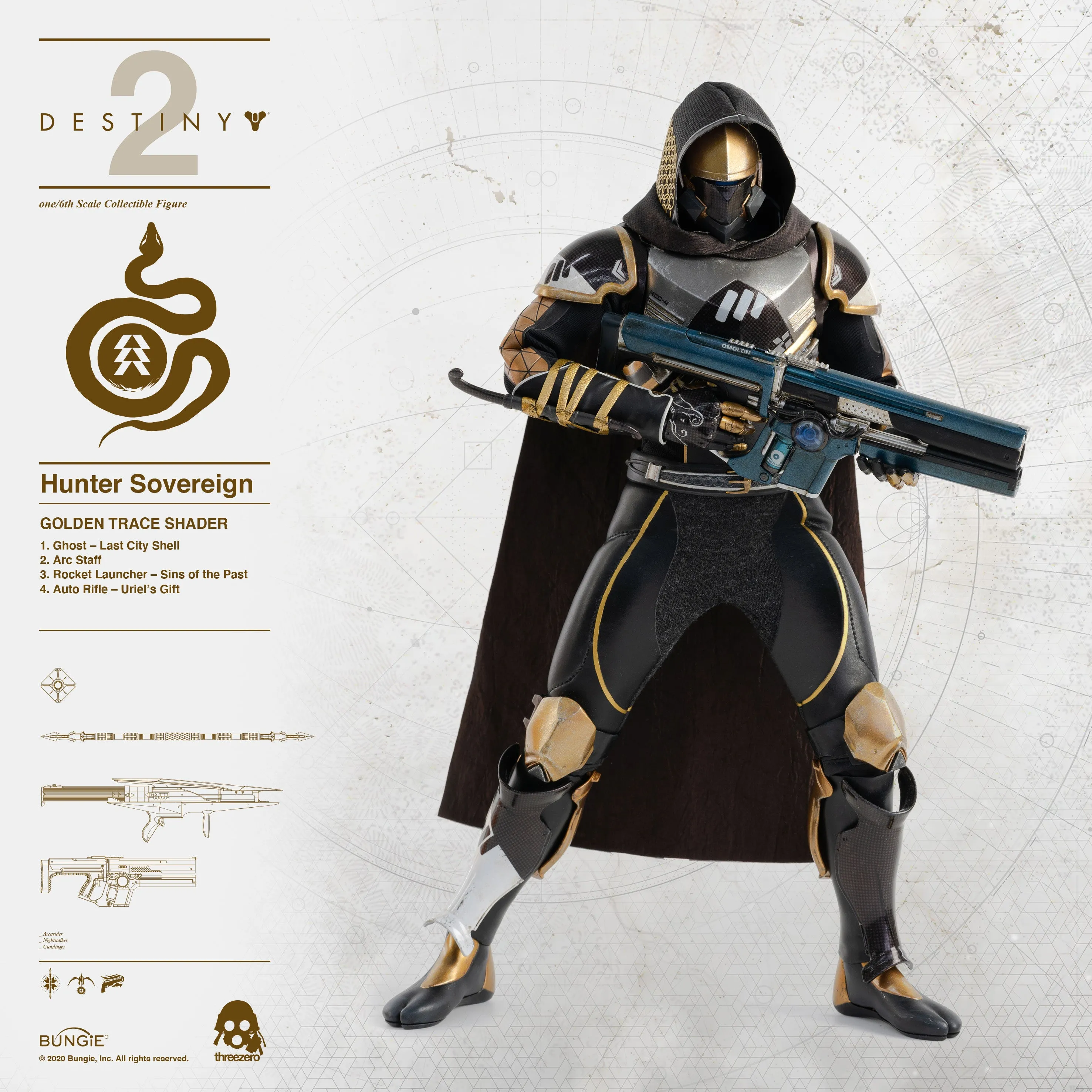 Threezero - Destiny 2 - Hunter Sovereign (Golden Trace Shader)