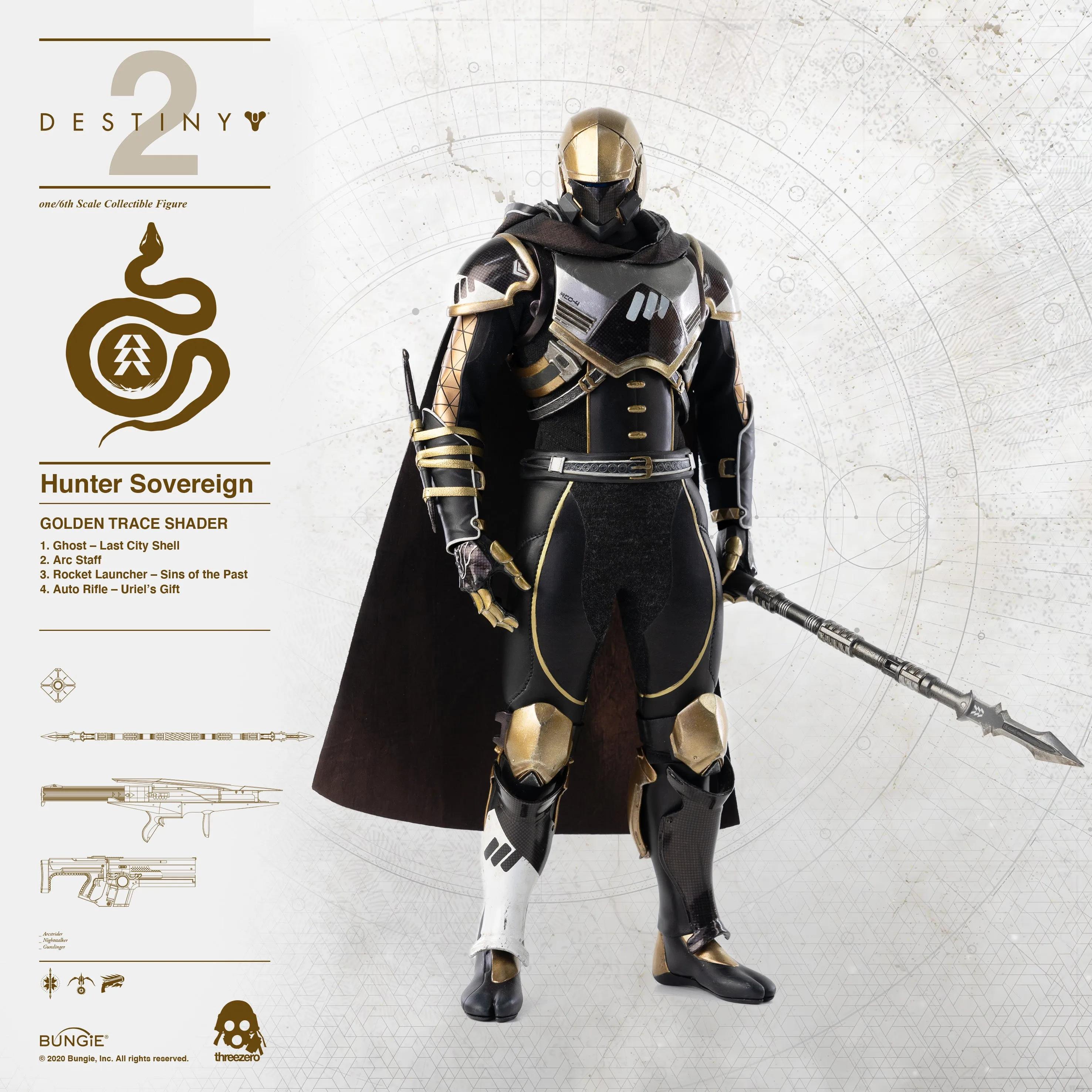 Threezero - Destiny 2 - Hunter Sovereign (Golden Trace Shader)