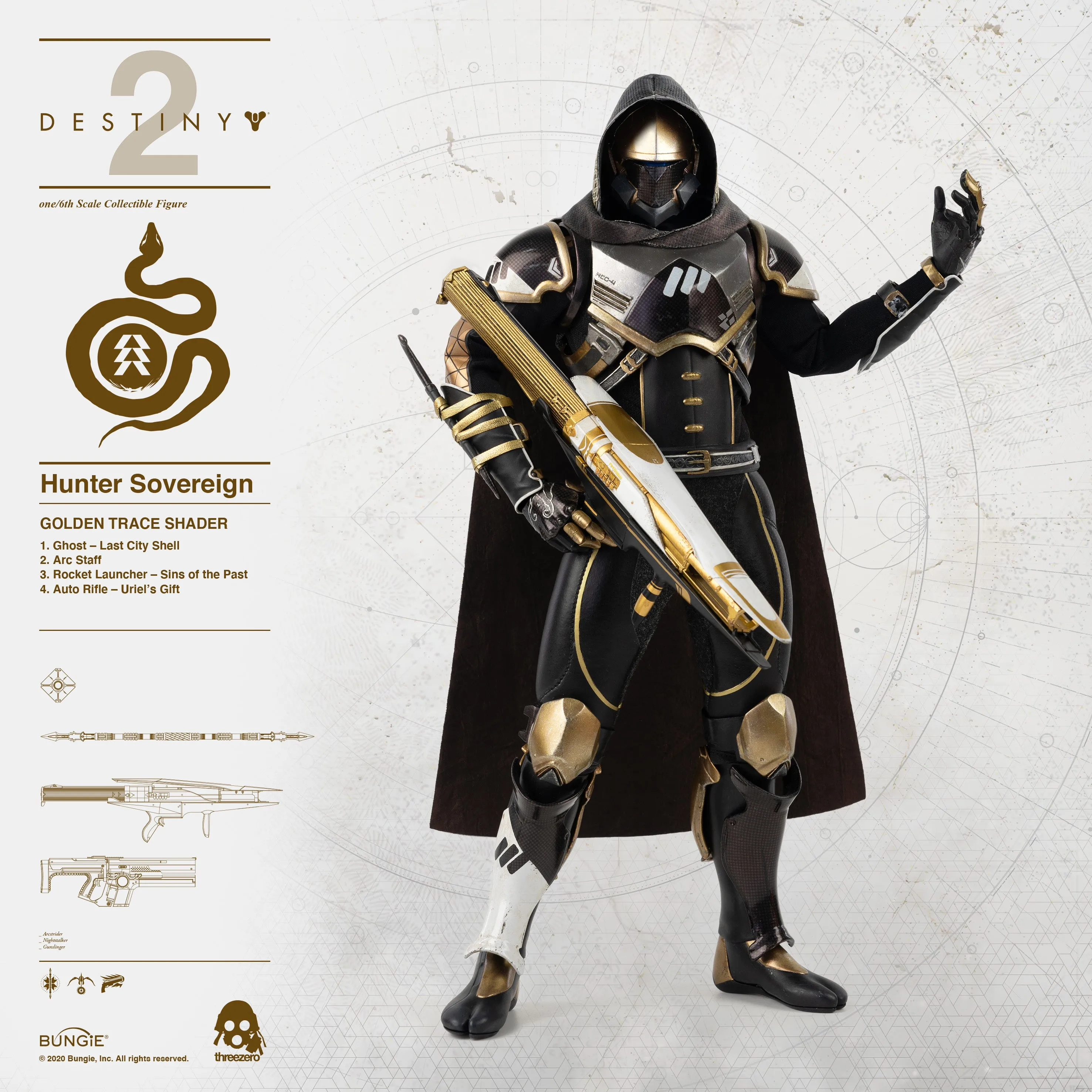 Threezero - Destiny 2 - Hunter Sovereign (Golden Trace Shader)